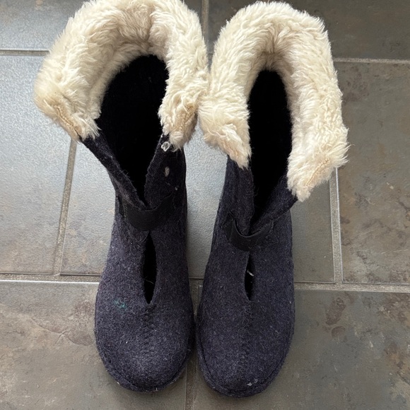 Sorel Vintage Manitou Blue Leather Winter Rain Snow Boots Wool Lined Size 8-8.5 - Picture 9 of 14